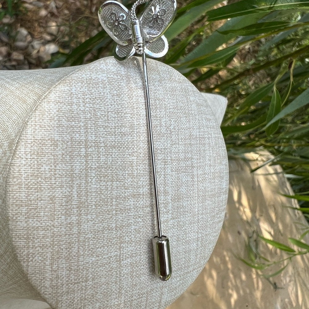 Elegant Vintage Silver Butterfly Brooch